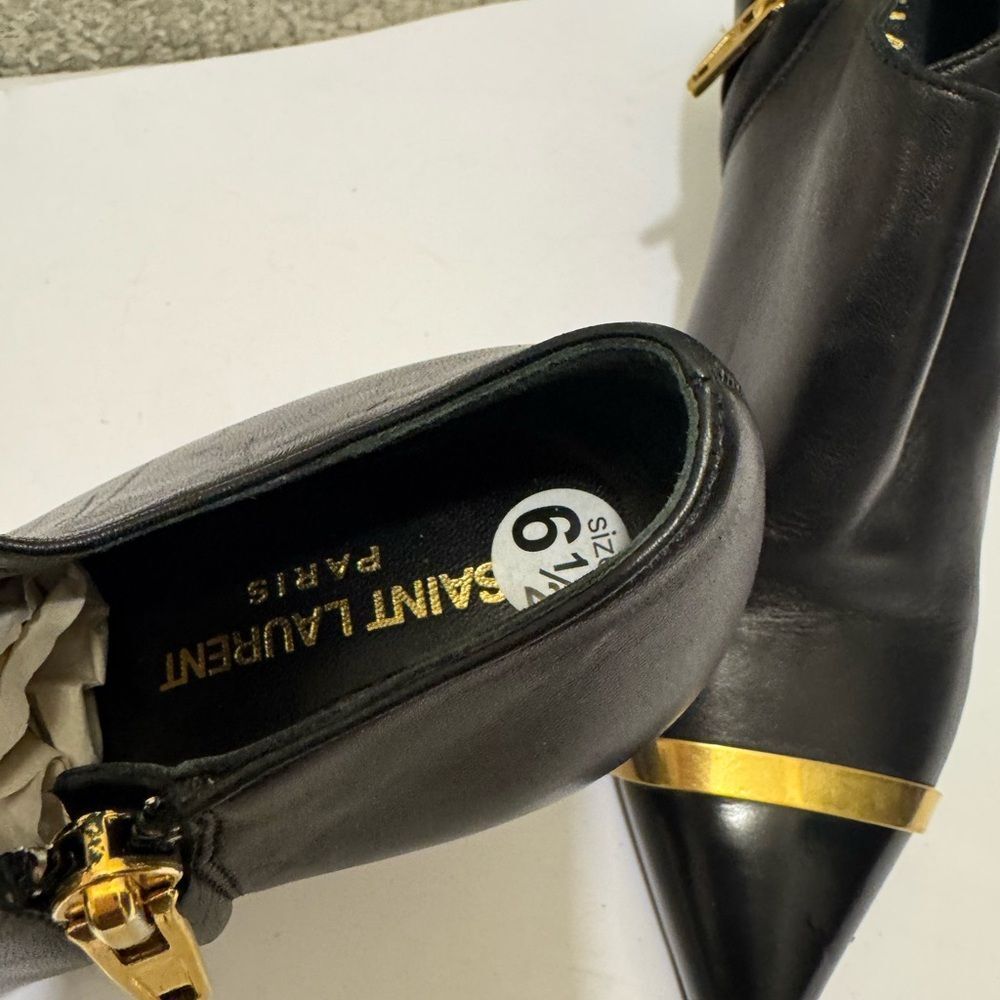 Yves Saint Laurent Black and Gold Heels - Picture 8 of 9